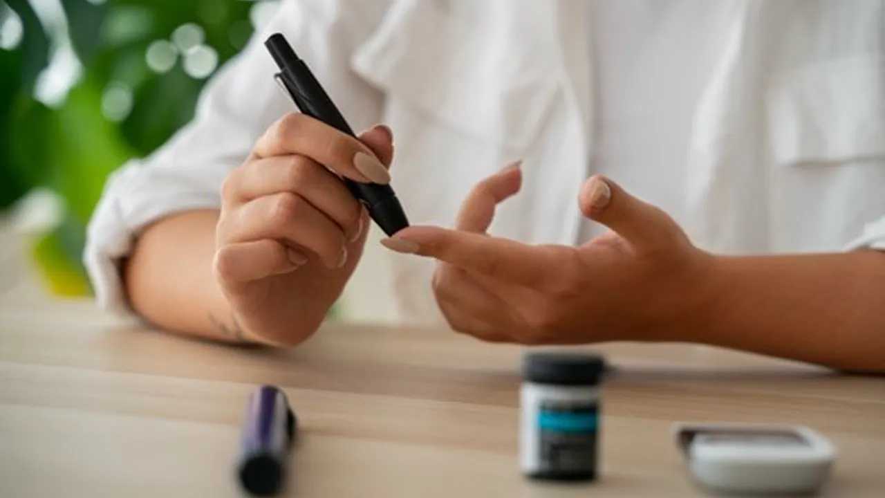 Control de glucosa en sangre con un dispositivo para la diabetes.